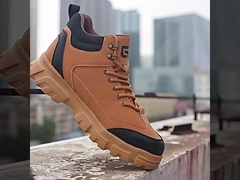 メンズ用防水安全作業靴 – 軽量、耐パンク、スチールトゥ、通気性、耐スマッシュ