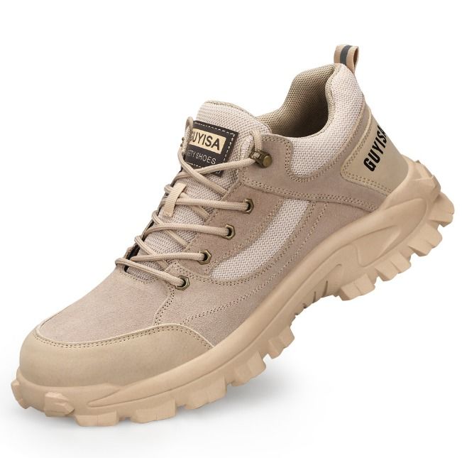 Men's Breathable Steel Toe Safety Work Shoes Puncture-Resistant Anti-Smash Wear-Resistant Protective Footwear for Summer