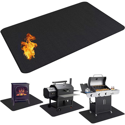 防火丸型火穴マット 液体シリコンコーティング付きBBQグリル&火災パッド,デッキ,パティオ,芝生&屋外用用耐熱エバーマット ブラック